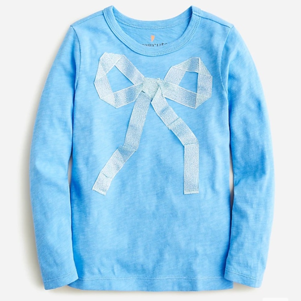 Jcrew Girls' long-sleeve ribbon graphic T-shirt, 100% Cotton